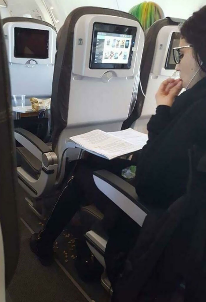 This Idiot Eating Pistachio Nuts And Throwing The Shells On The Floor Of A Plane
