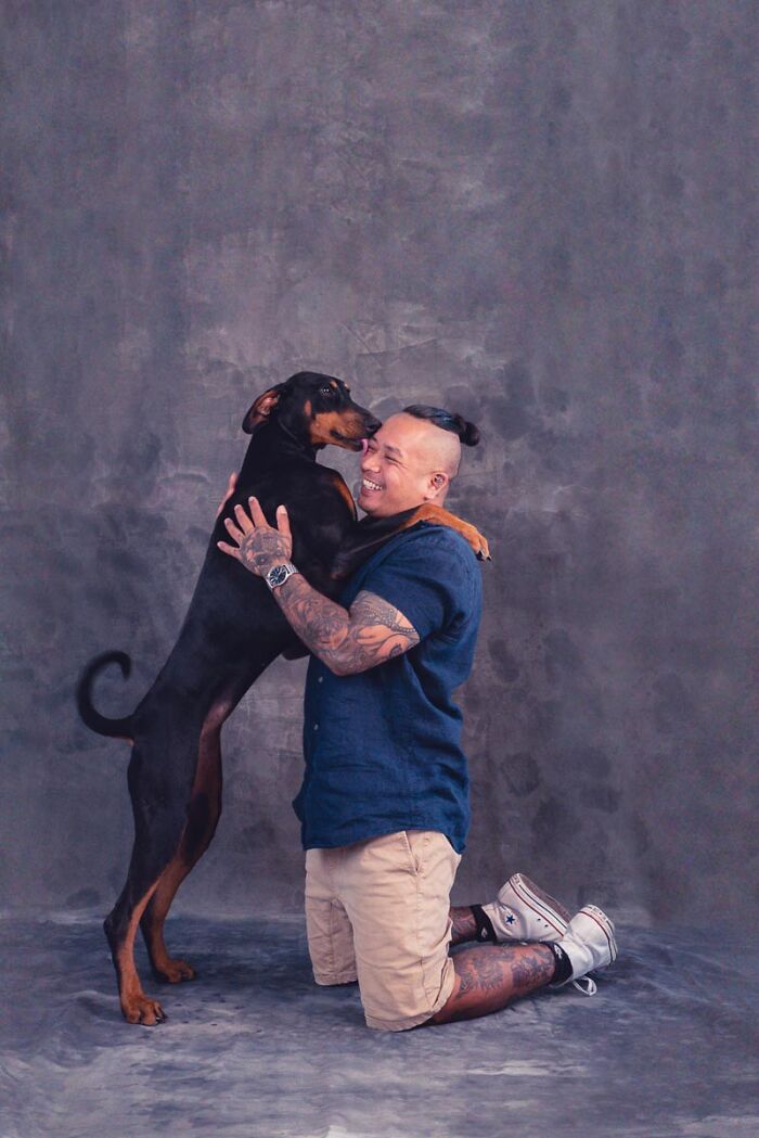 Doberman Athena Shows Off Her Cuddle Kisses For Her Dog Parent