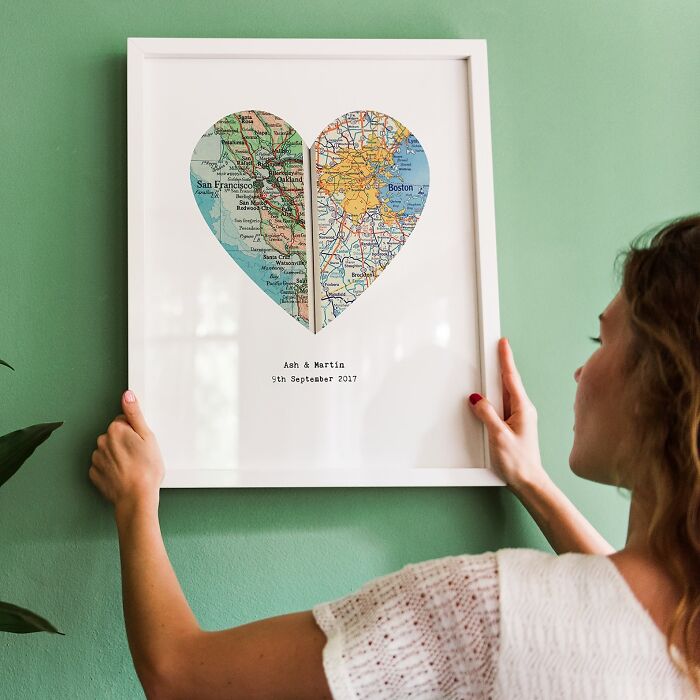 Heartfelt Memories: Personalized Map Print - A Meaningful Gift That Captures Your Love Story