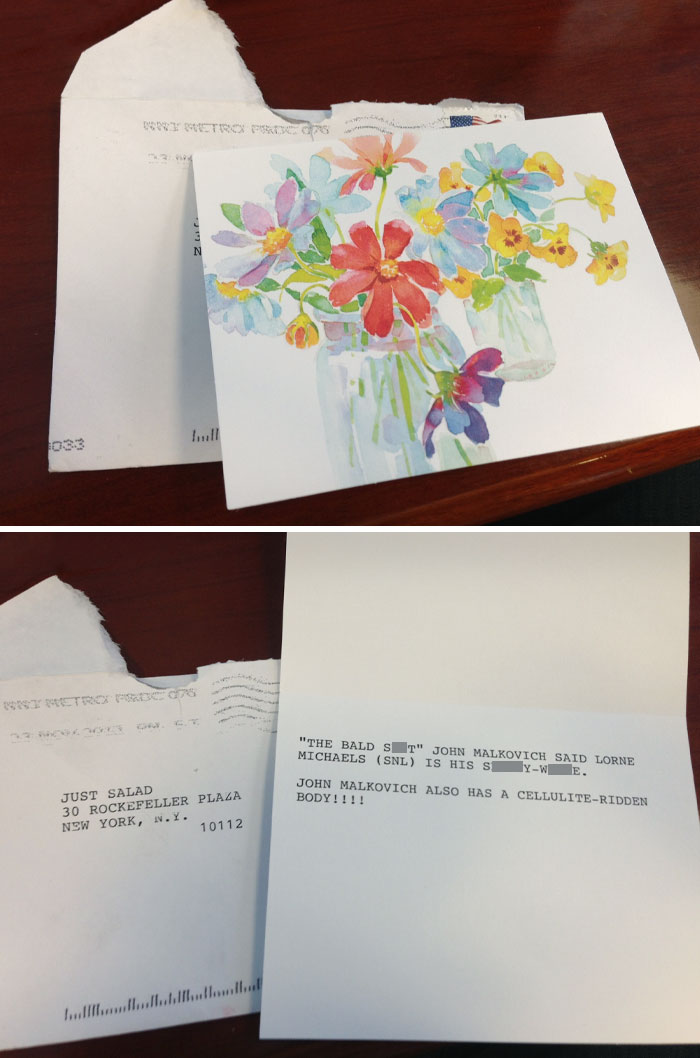 Our Store Received This Card In The Mail Today With No Return Address