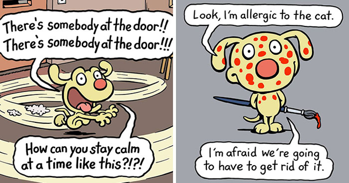 Artist Makes 30 Hilarious One-Panel Comics About A Cute Dog And His Daily Dilemmas