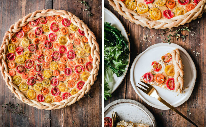 Tomato And Smoked Tofu Tart. I Heard It's Pi Day, And This Tart Is Almost A Pie. The Colors Make Me Happy, And I Hope This Makes You Happy Too