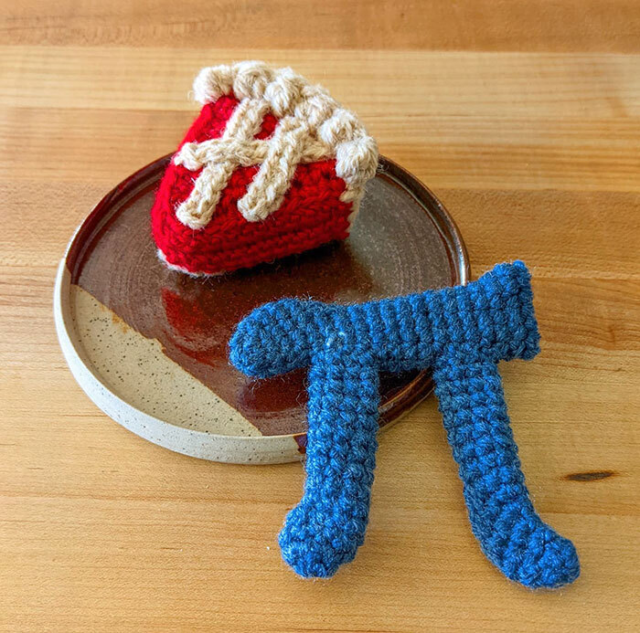 Happy Pi Day. I Celebrate This Day By Crocheting Mathematical Pi Symbols And Pies