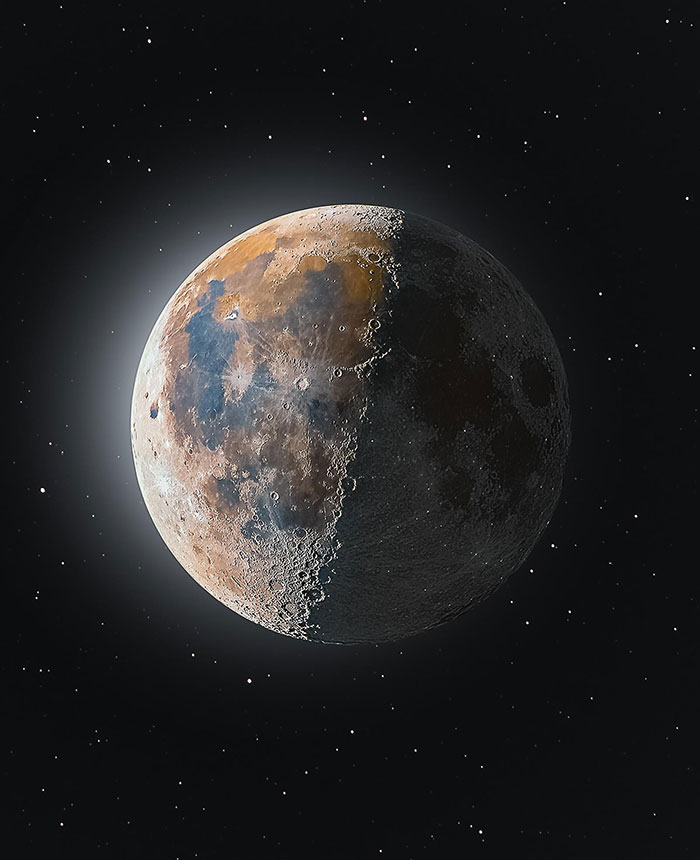 3D HDR Composite Moon Image. I Stayed Up Until 4 AM To Shoot This