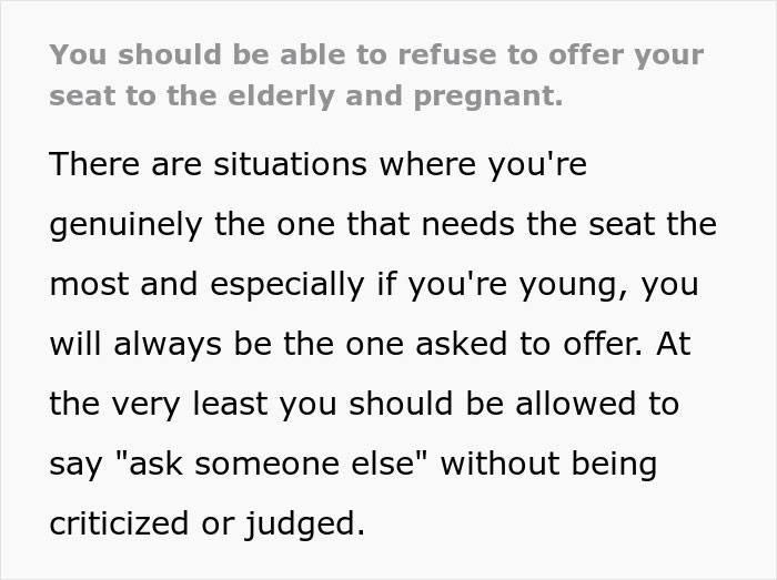 Person Refuses To Give Up Seats For The Pregnant And Elderly, Starts A Fierce Debate Person Refuses To Give Up Seats For The Pregnant And Elderly, Starts A Fierce Debate