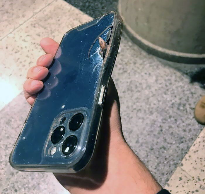 A Stray Bullet On New Year's Eve Lands In A Guy's Phone In Beirut Airport