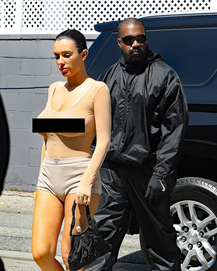Ye, Bianca Censori Seen Making Plans At Warehouse Next To Adidas Amid Ongoing Feud With The Brand