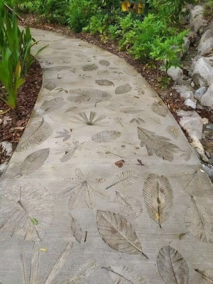 A Concrete Path In The Botanical Garden, In Singapore, Presumably They Laid The Concrete Embedded The Leaves, And Then Gently Peeled Them Off, Very Simple And Hugely Effective