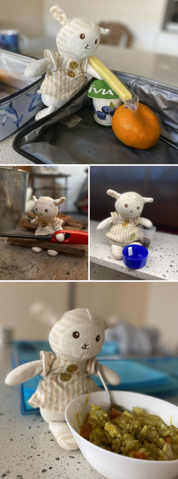 My Daughter Forgot Her Favorite Toy In The Car And Was Extremely Upset. I Sent Her Photos To Show Her That Sheepy Was Alright And Helping Me At Work