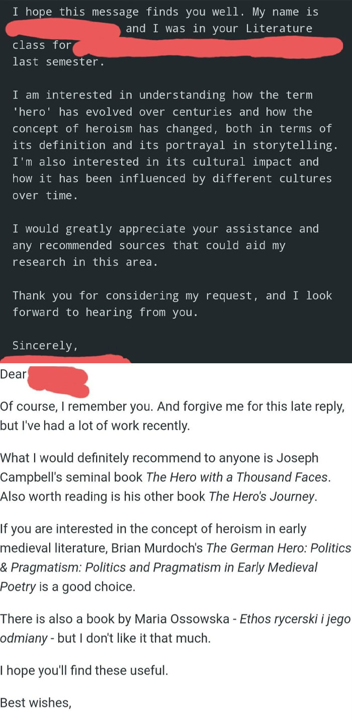 I Emailed One Of My Professors Asking For Help With A Book, And He Actually Responded