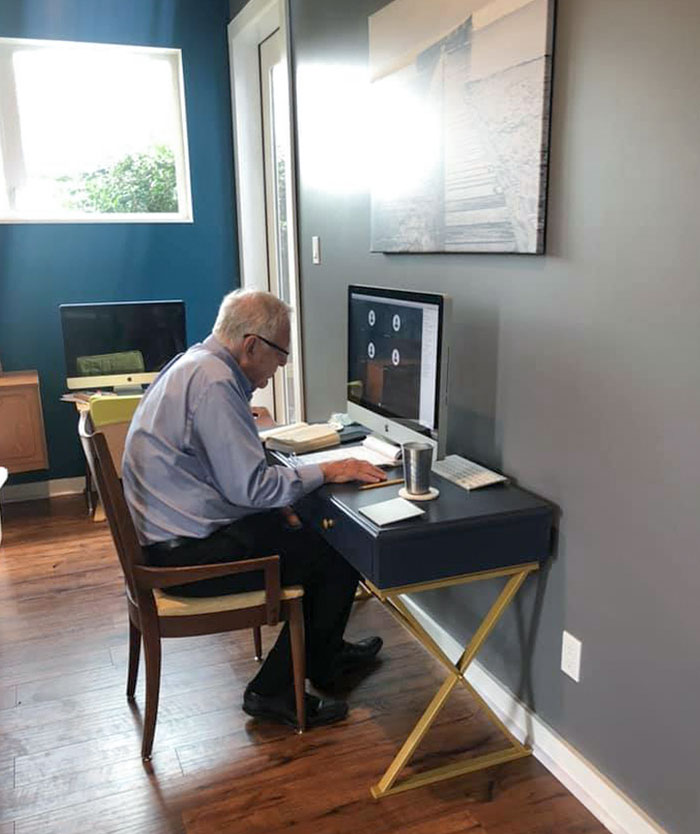 My Father Has Been A Professor Of English At The University Of St. Thomas For Over 50 Years. Here He Is, At 91 Years Old, Embracing Virtual Teaching Like A Boss