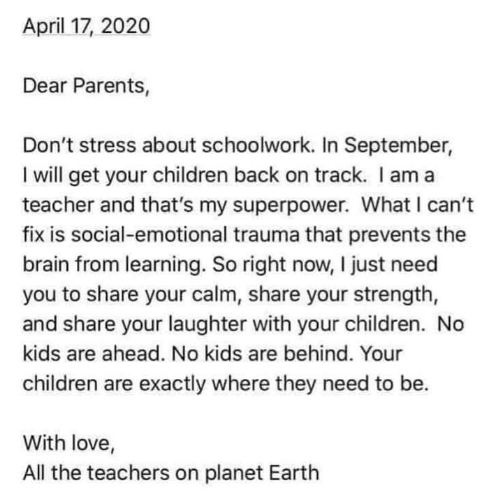 A Note From The Teacher