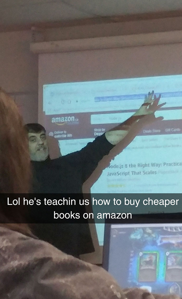 Professor Showing Kids How To Buy Cheaper Textbooks For His Class