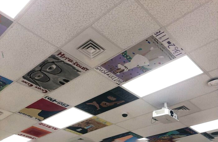 My Art Teacher Has Sealing Tiles That Were Painted By Students In Her Classroom