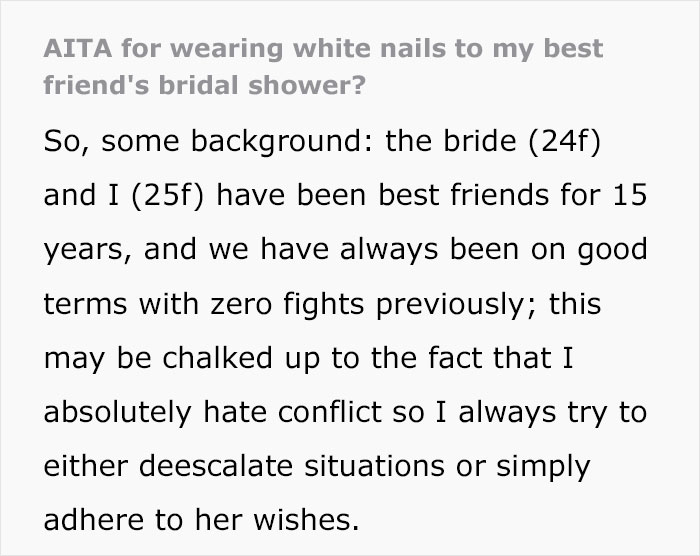 Bride Left In Tears After Friend Had The Audacity To Wear White Nails To Her Bridal Shower