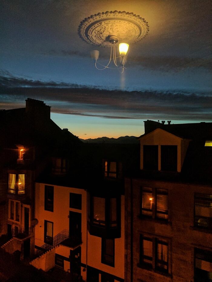 Caught The Reflection Of The Light In The Window, Looks Like Its Floating In The Sky!