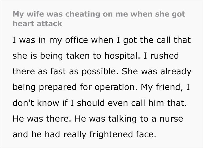 Man Rushes To The Hospital After His Wife Has A Heart Attack, Finds His “Friend” There Man Rushes To The Hospital After His Wife Has A Heart Attack, Finds His “Friend” There