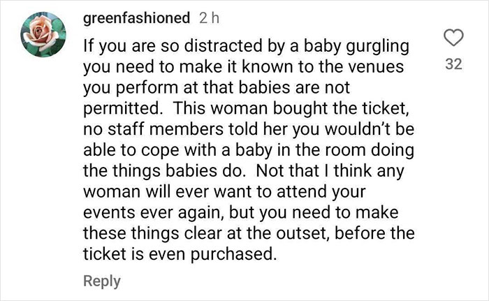 Fans Defend Comedian Who Kicked Mom And Baby Out Of Show For Disrupting It Fans Defend Comedian Who Kicked Mom And Baby Out Of Show For Disrupting It
