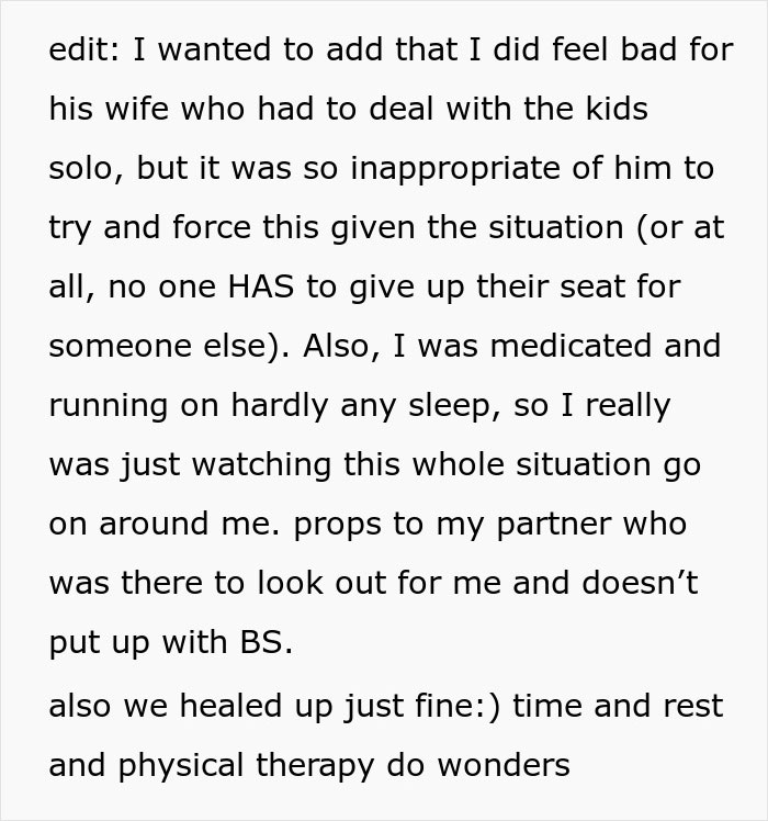 Injured Woman Refuses To Be Bullied Out Of Her Priority Seat By Entitled Dad Injured Woman Refuses To Be Bullied Out Of Her Priority Seat By Entitled Dad