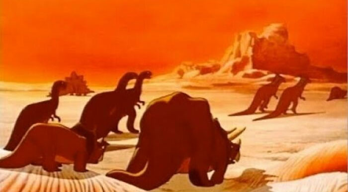 Disney's 1940 Animated Film Fantasia Shows The Dinosaurs Dying Off As The Result Of An Intense Drought. The Theory Of Mass Extinction As The Result Of An Astroid Strike Wasn't Proposed Until 1980