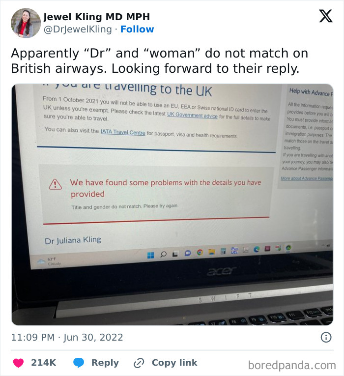When Your Airline's Software Is Being A Misogynist