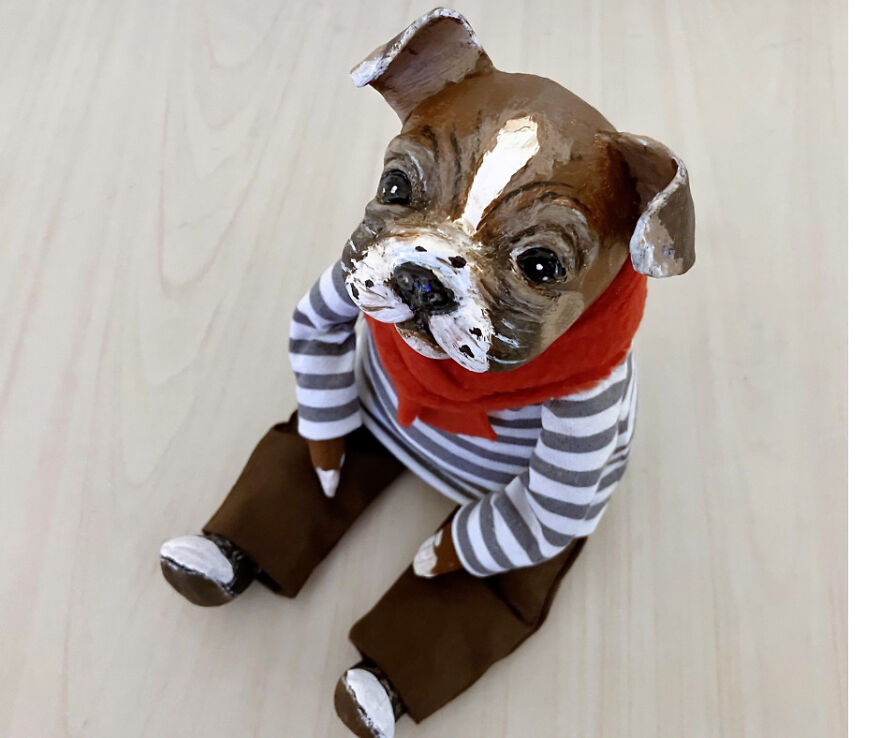 Bulldog Anthropomorphic Art Doll