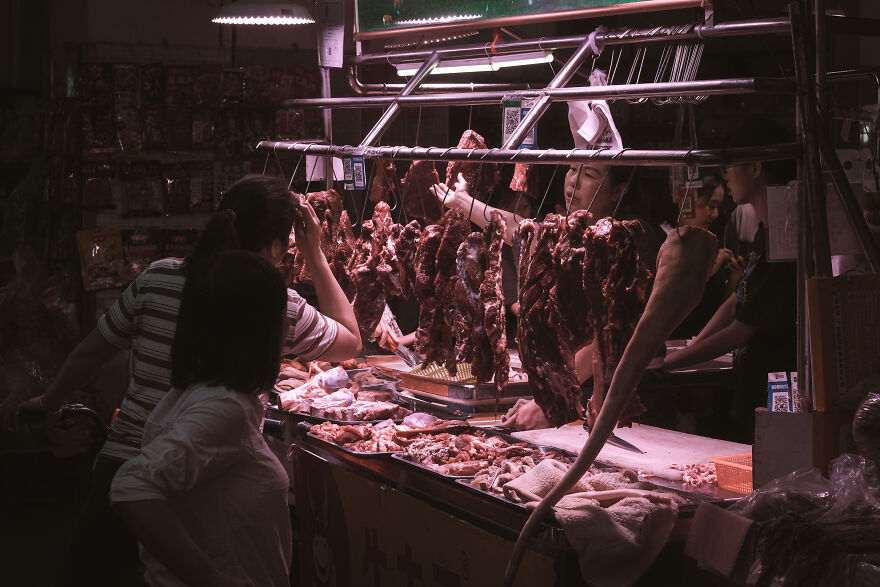 Meat Street Market In Dongguan City