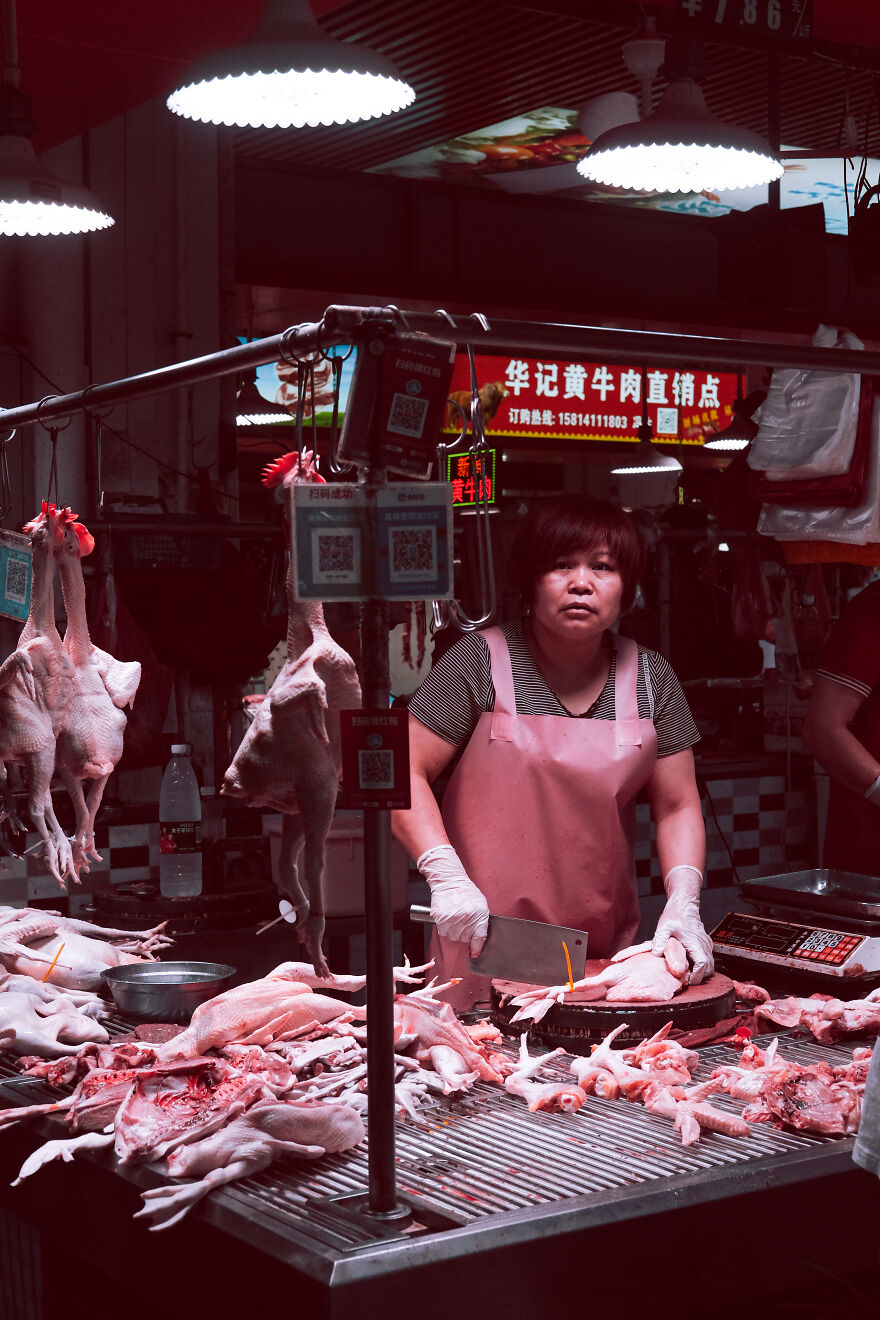 Meat Street Market In Dongguan City