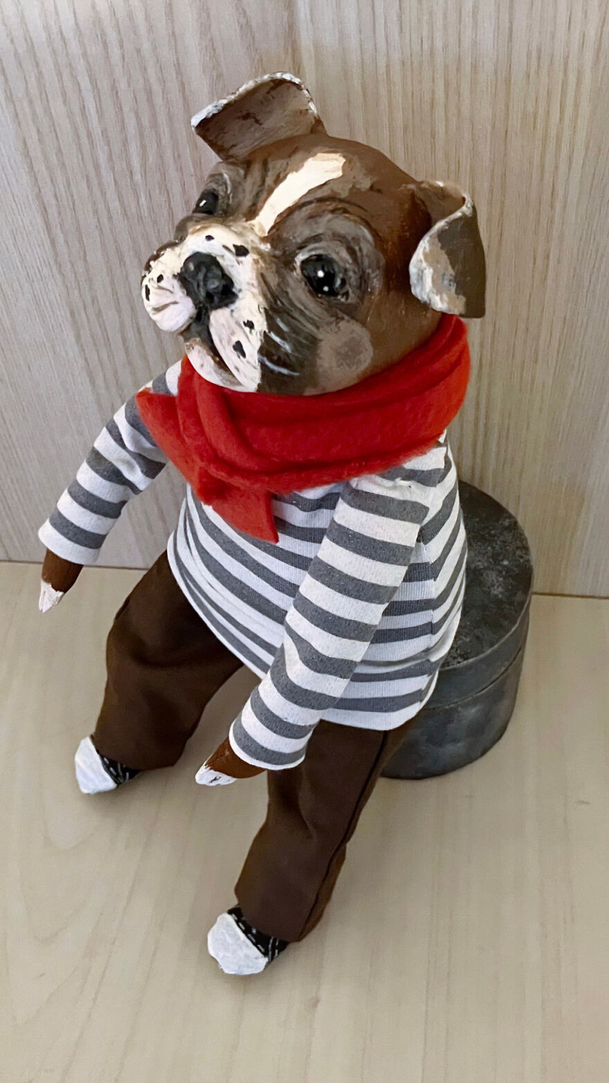 Bulldog Anthropomorphic Art Doll