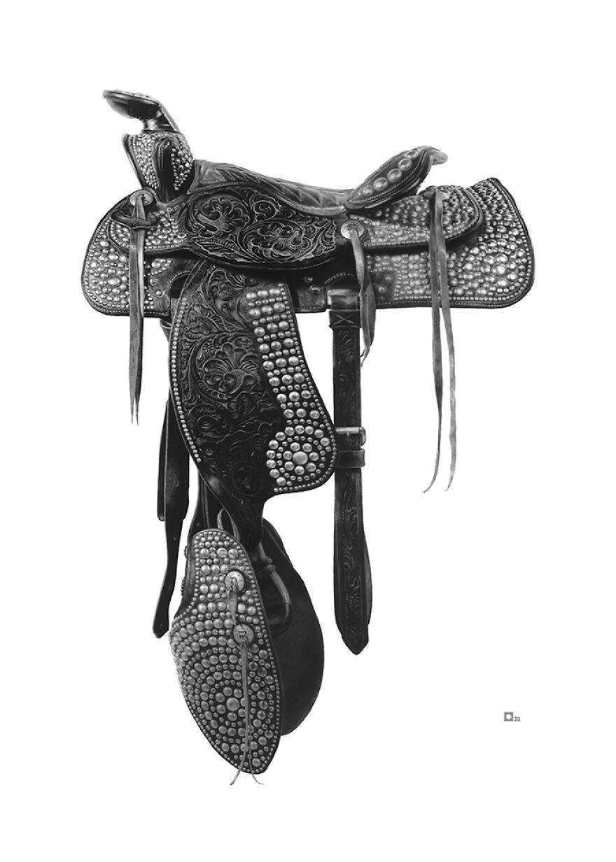 "Midnight-Cowboy Saddle Drawing" By Marshall Harris