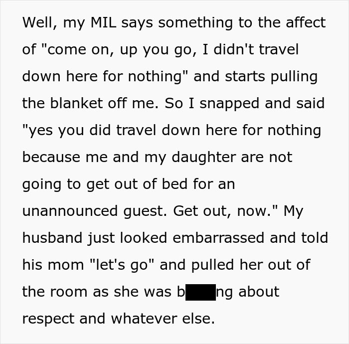 "I Don't Care": Woman Tells MIL To Get Out After Coming Unannounced While She Was Sleeping "I Don't Care": Woman Tells MIL To Get Out After Coming Unannounced While She Was Sleeping