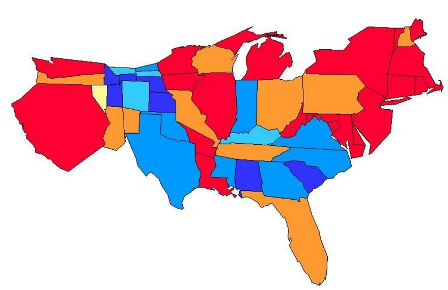 A Map Of The US If Every State Was Horribly Out Of Proportion