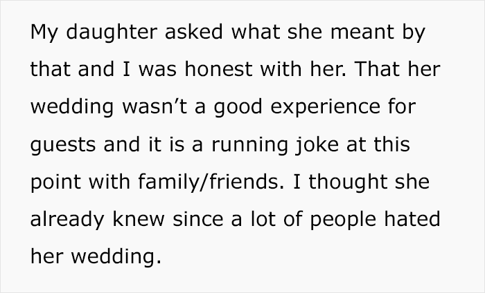 Parent Reveals To Their Daughter That The Guests Hated Her Wedding, She Doesn’t Take It Well