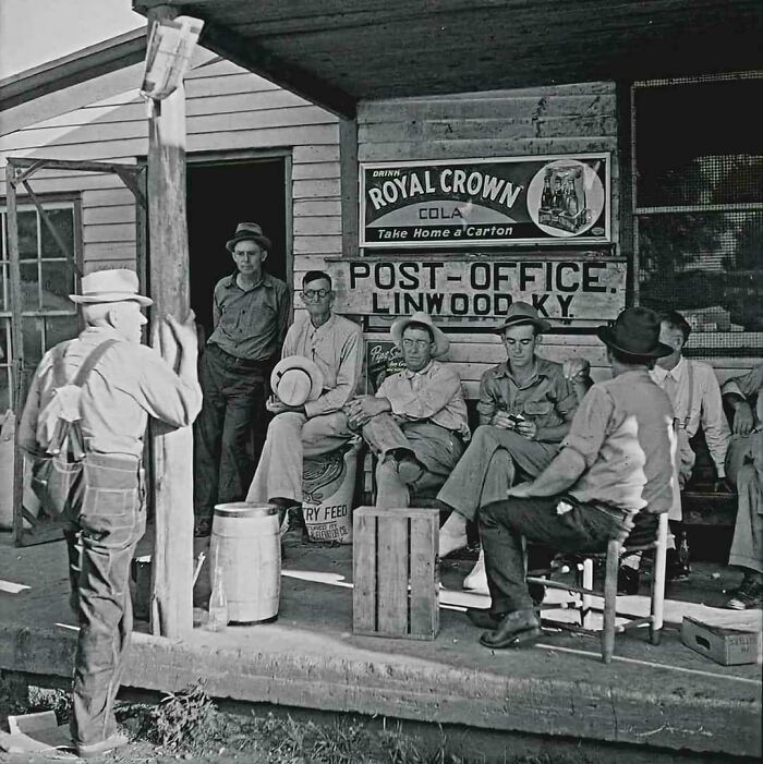 Farmers In Front Of The Post Office On Saturday Afternoon. Linwood, July, 1940
