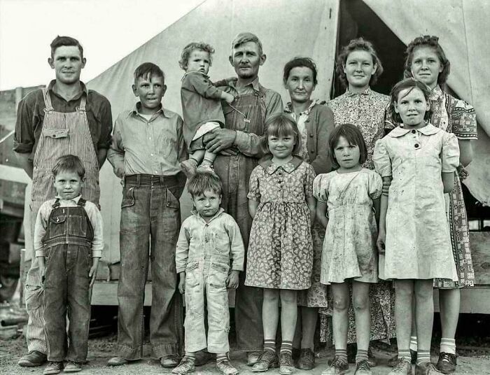 Migrant Farm Worker With His Wife And Ten Children, 1936