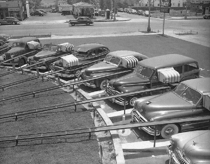 Service At The Track Restaurant In Los Angeles, 1950s. Food Was Delivered Via Conveyor Belt Directly To Cars