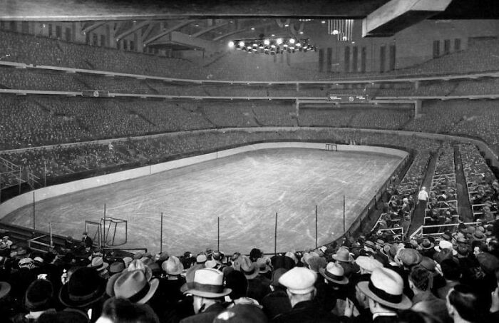 Fans At A Stadium In Chicago Await A Hockey Game. USA, 1930s