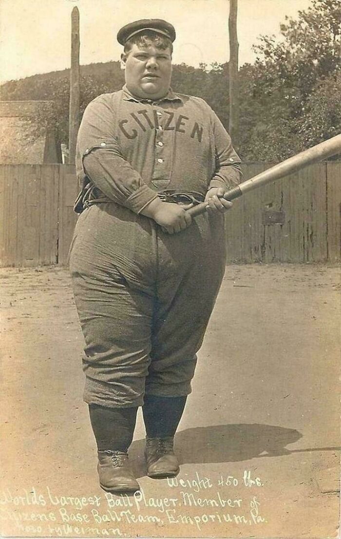 Powerful Baseball Player Weighing 204 Kg. Citizen Team Player. City Of Emporium, Pennsylvania, 1910s