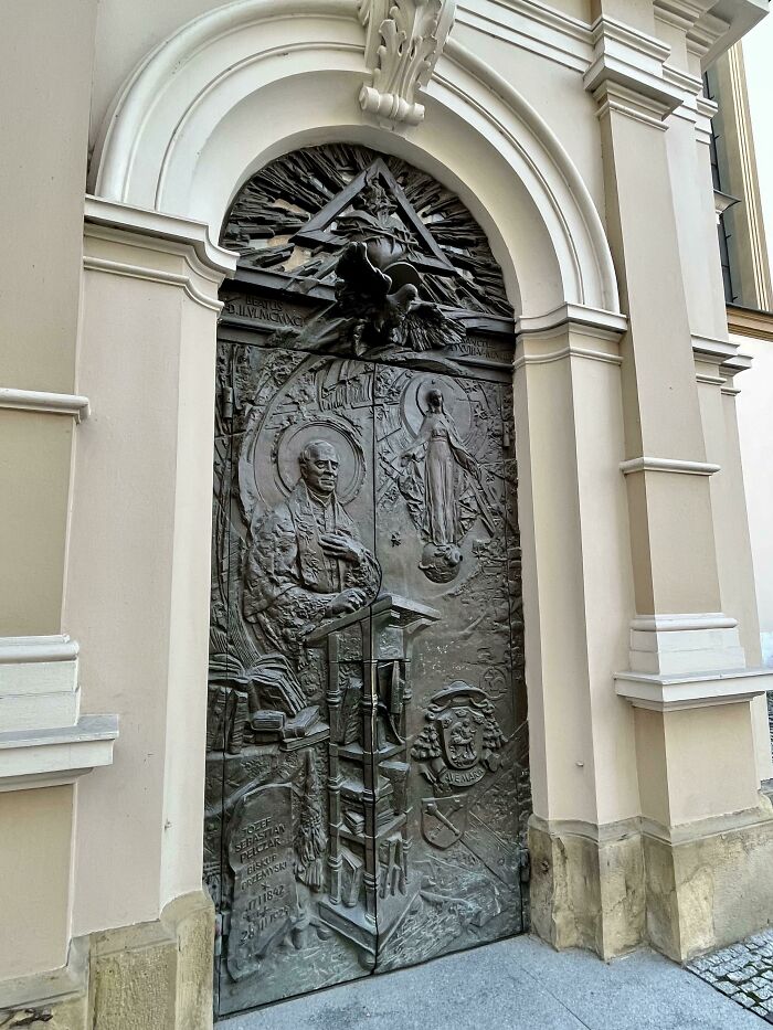 This Metal And Totally Functional Church Door In Eastern Poland