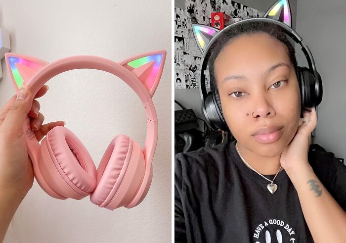 Immerse Yourself In Music With Cat Ear Bluetooth Headphones: Enjoy Wireless Freedom And Cute Cat-Ear Design