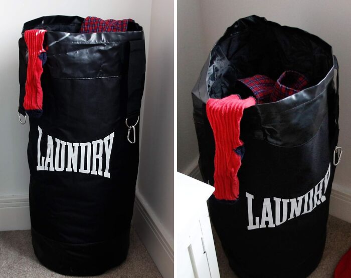 Make Laundry Time Fun With A Laundry Bag Punching Bag Shaped Hamper: Transform Chores Into A Workout Opportunity