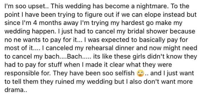 "Selfish" Bridesmaids Ruin Wedding By Saving Their Money During Record Inflation