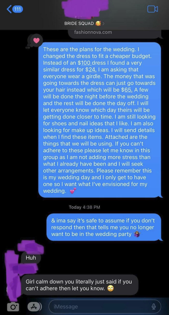 Bride Almost Kicks Out The Entire Bridal Party For Not Responding, When She Told Them To Respond Only If They Wouldn’t Adhere To Her Demands