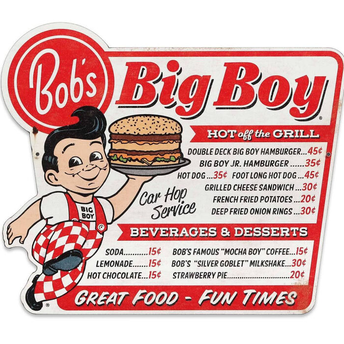 Vintage Bob's Big Boy Menu & Advertising