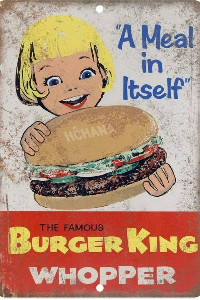 Vintage Burger King Whopper Advertising Sign