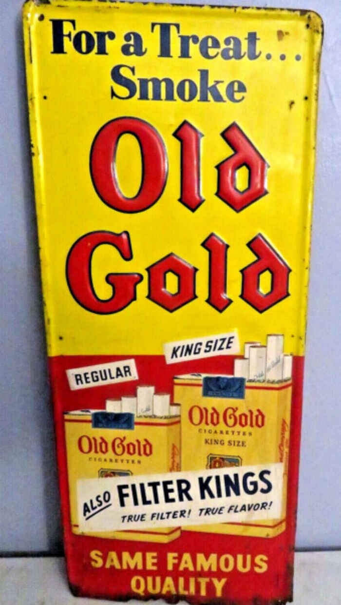 Vintage Old Gold Cigarettes Tin Advertising Sign, 1930-1969