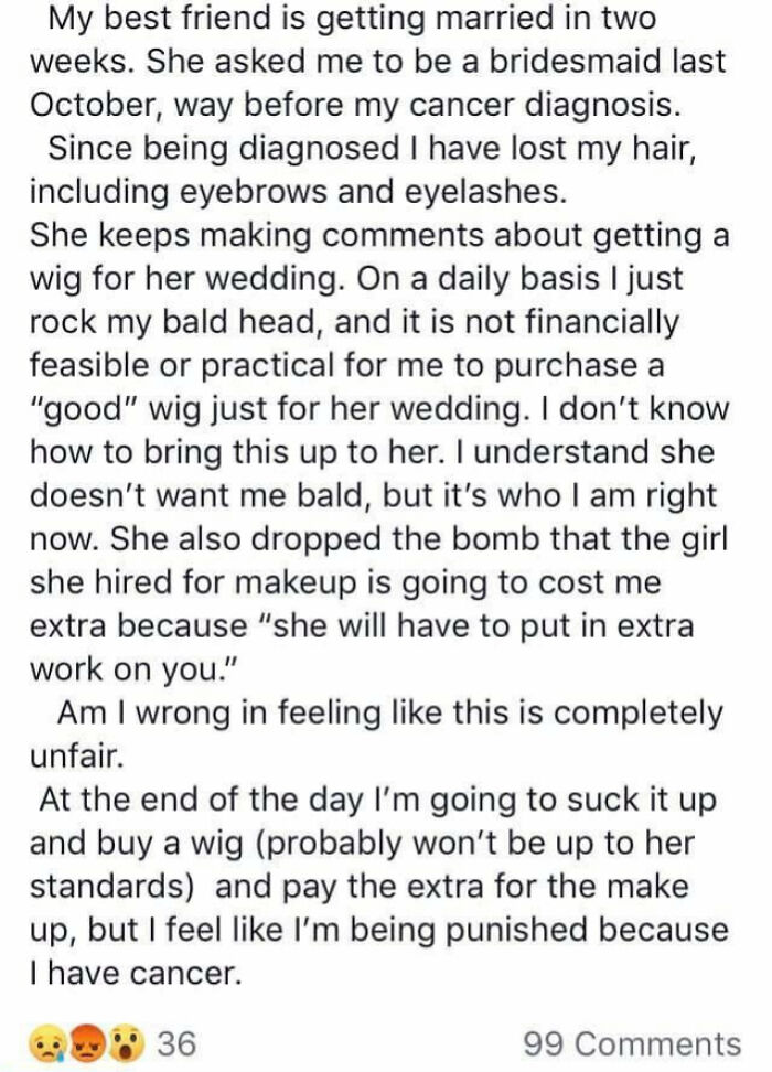 Entitled Bride Wants Bridesmaid To Wear A Wig To The Wedding
