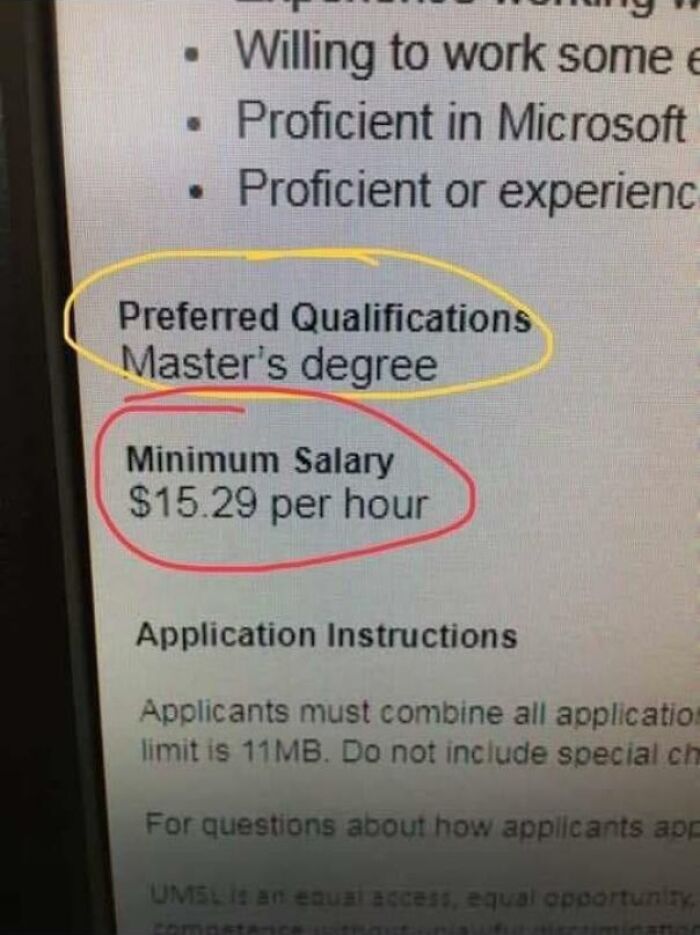 Wants A Masters Degree For A Minimum Wage Job