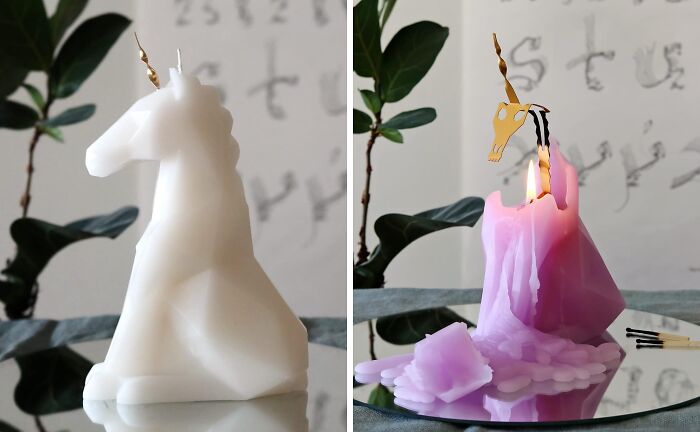 Illuminate Your Space With Magic Using The Original Unicorn Candle With Metallic Skeleton: Bring Enchantment To Any Room