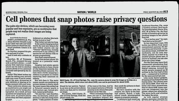As Concerns About Cameras And Privacy Pick Up With The Release Of Facebook Glasses - Don’t Forget We Said This About Cellphones